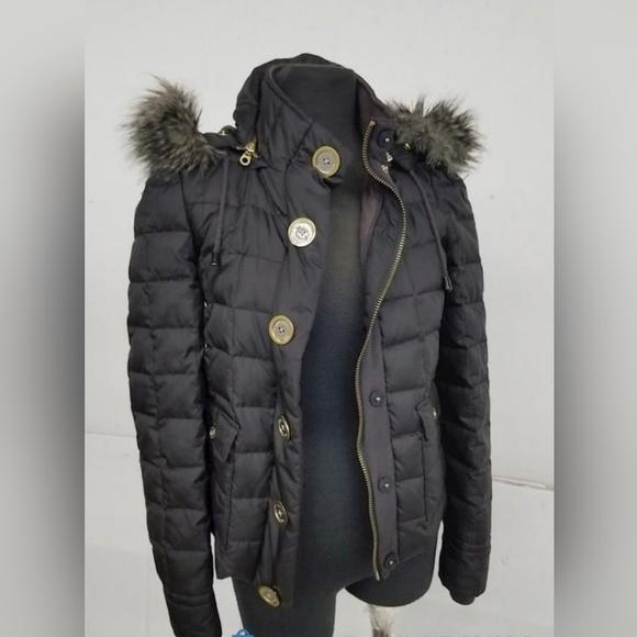 ✨️JUICY COUTURE OG FUR HOODED BUTTON UP PUFFER JACKET SZ P/XS✨️ - Picture 4 of 14